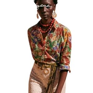 Sézane - Pierro Shirt Antique Floral Button Down Blouse Sz 36